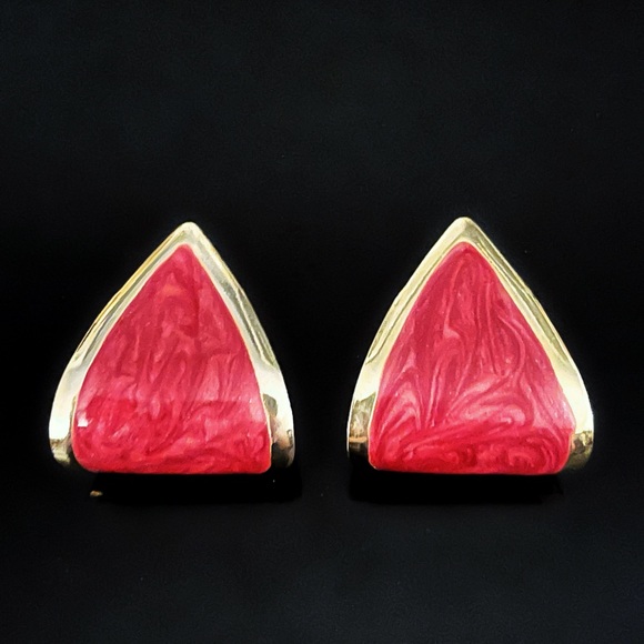 ✨Stunning VTG Italy Pink Emulsion Stud Earrings - Picture 1 of 2